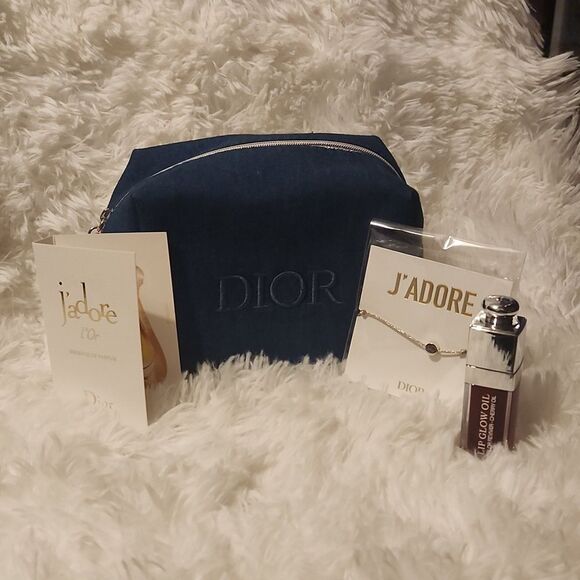 Dior Accessories - Dior Navy Pouch with J'adore Necklace Bundle